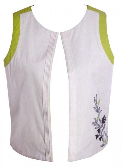 White Printed Sleeveless Gillet - wforwoman