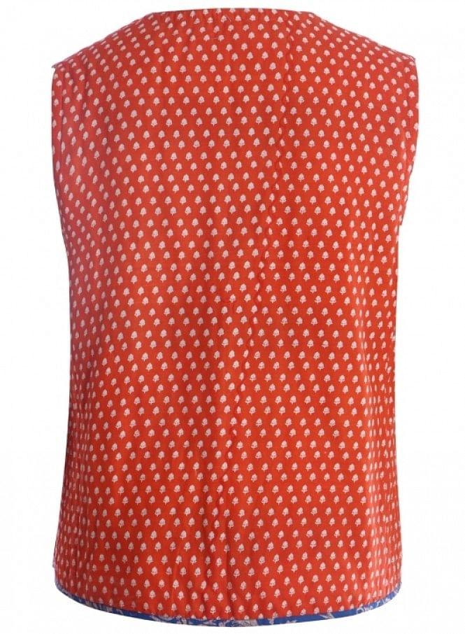 Orange Printed Gillet - wforwoman