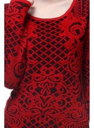 Red Embroidered Full Sleeve kurta - wforwoman