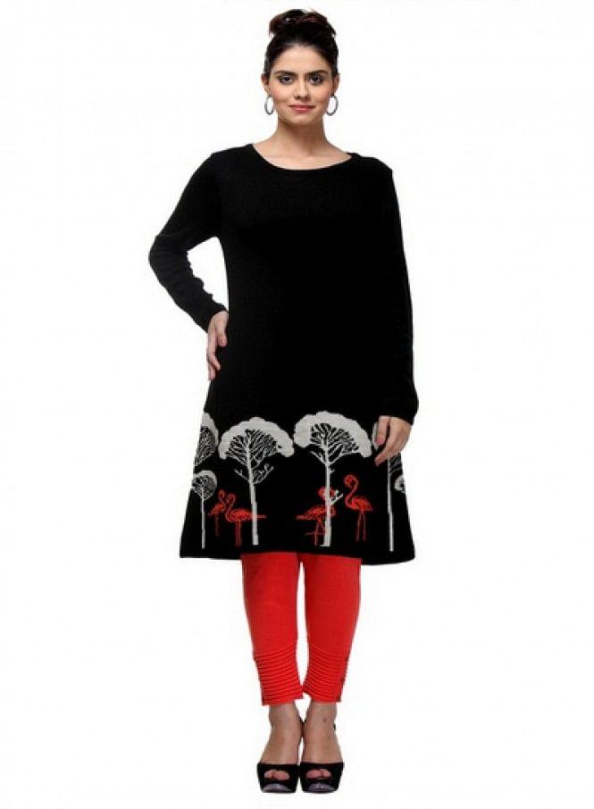 Black Full Sleeve kurta - wforwoman