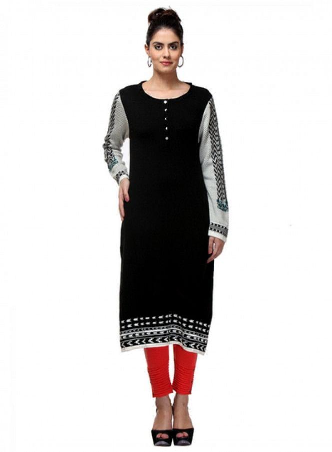 Black Full Sleeve kurta - wforwoman