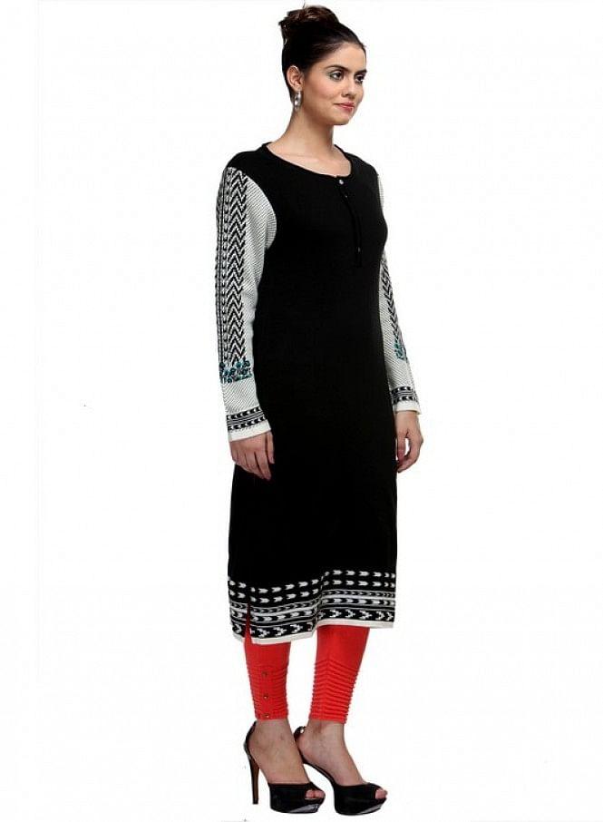 Black Full Sleeve kurta - wforwoman