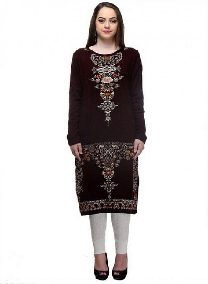 Brown Full Sleeve kurta - wforwoman