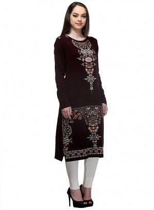 Brown Full Sleeve kurta - wforwoman