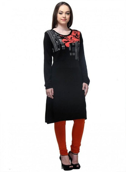 Black Full Sleeve kurta - wforwoman