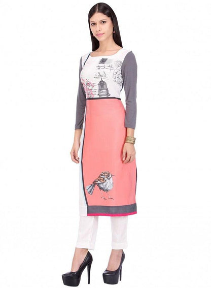 Multicoloured Printed 3/4 Sleeve kurta - wforwoman