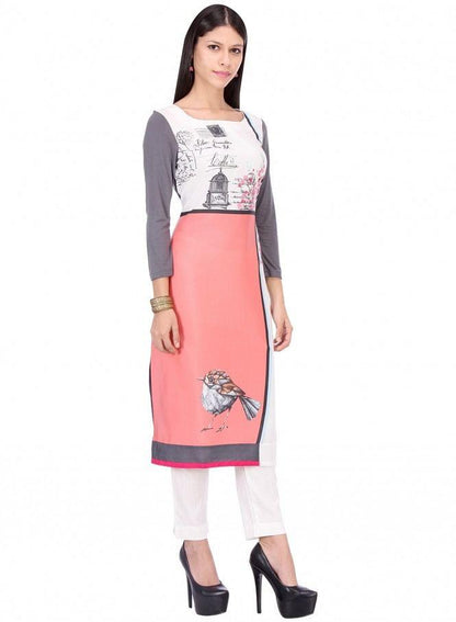 Multicoloured Printed 3/4 Sleeve kurta - wforwoman