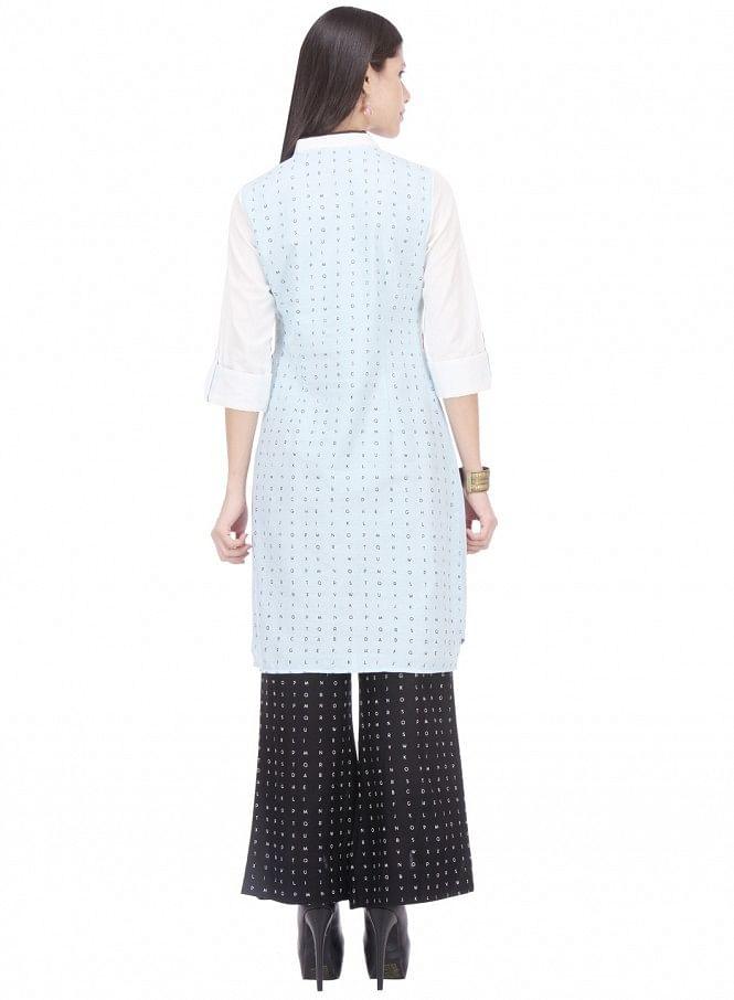 White Printed 3/4 Sleeve kurta - wforwoman