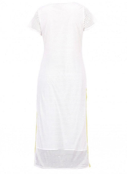 White Printed Short Sleeve kurta - wforwoman