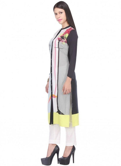 White Printed 3/4 Sleeve kurta - wforwoman