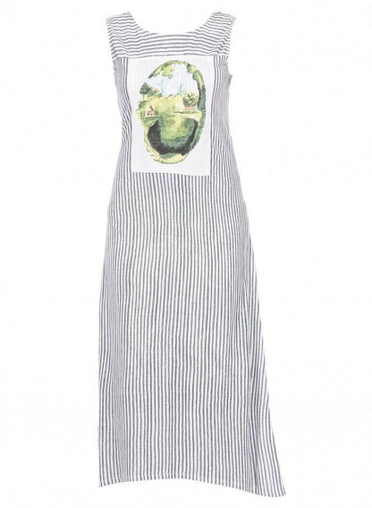 White Striped Sleeveless kurta - wforwoman