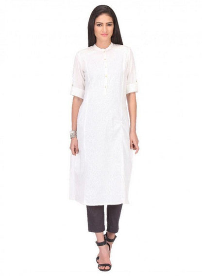 White 3/4 Sleeve kurta - wforwoman