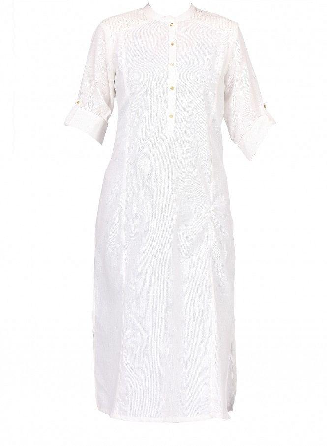 White 3/4 Sleeve kurta - wforwoman