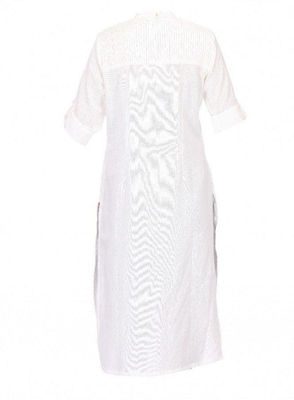 White 3/4 Sleeve kurta - wforwoman