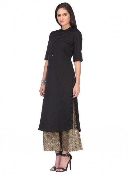 Black 3/4 Sleeve kurta - wforwoman