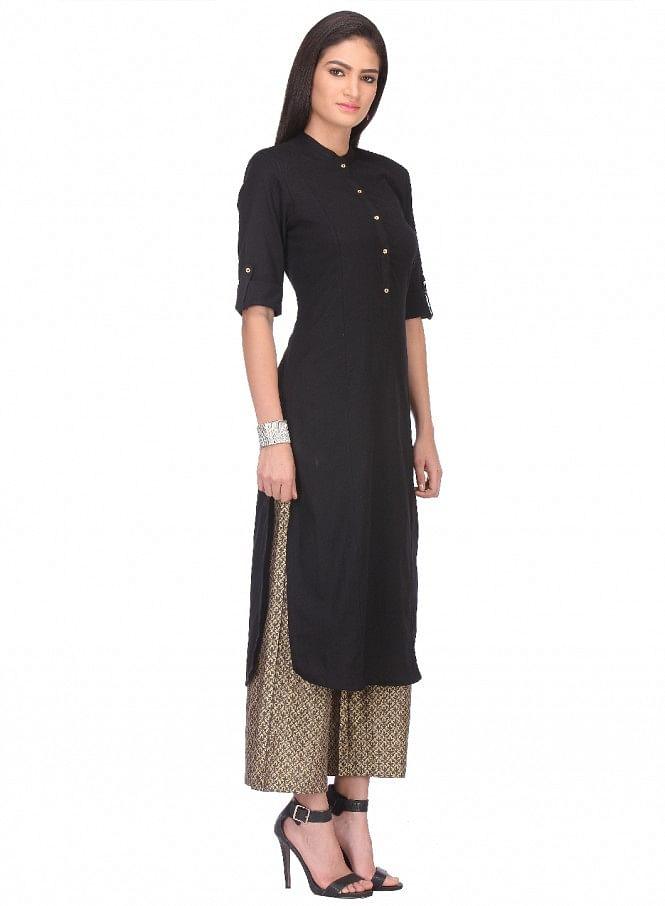 Black 3/4 Sleeve kurta - wforwoman