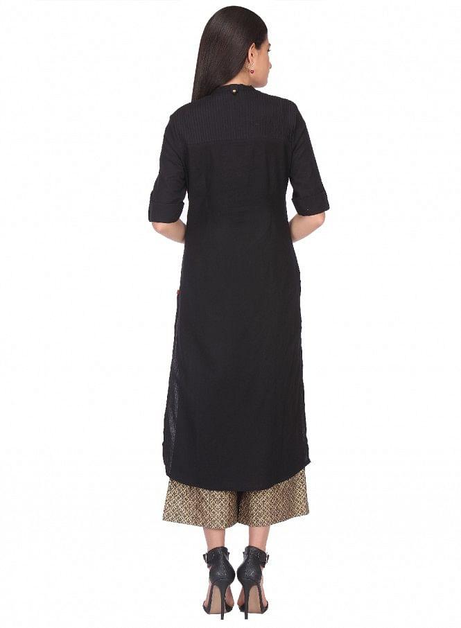 Black 3/4 Sleeve kurta - wforwoman