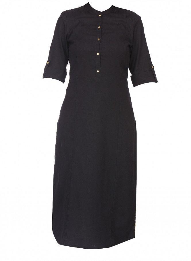 Black 3/4 Sleeve kurta - wforwoman