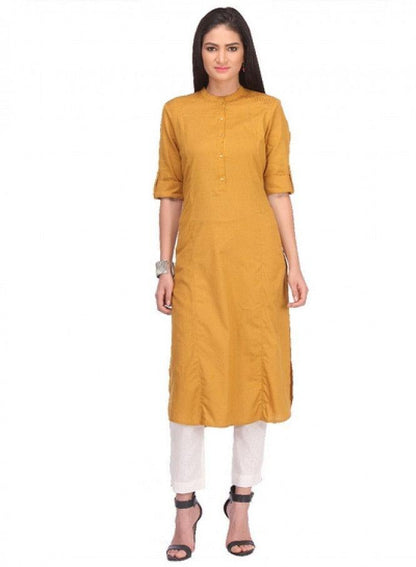 Yellow 3/4 Sleeve kurta - wforwoman