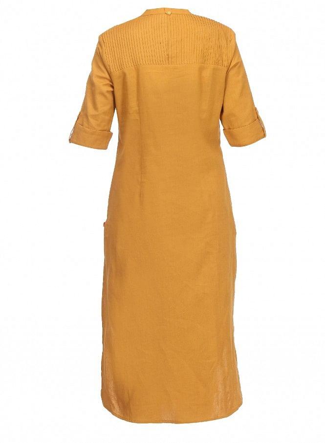 Yellow 3/4 Sleeve kurta - wforwoman