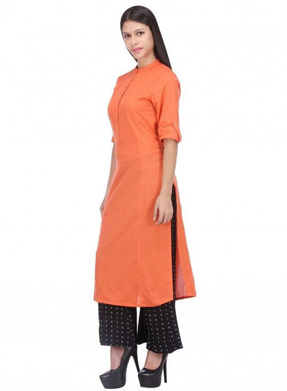 Orange 3/4 Sleeve kurta - wforwoman