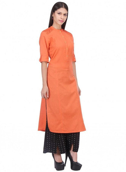 Orange 3/4 Sleeve kurta - wforwoman