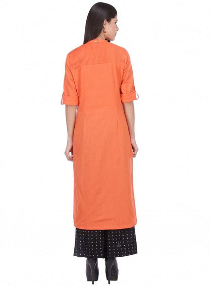 Orange 3/4 Sleeve kurta - wforwoman