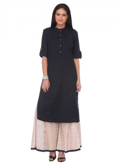 Black 3/4 Sleeve kurta - wforwoman