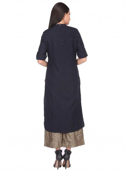 Black 3/4 Sleeve kurta - wforwoman