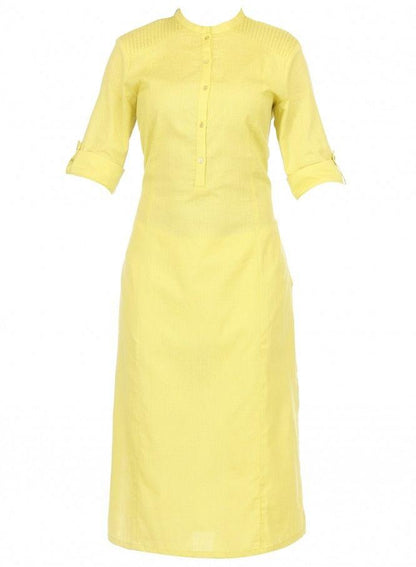 Yellow 3/4 Sleeve kurta - wforwoman