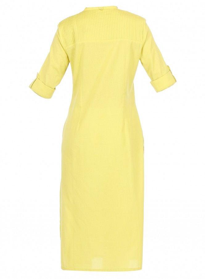 Yellow 3/4 Sleeve kurta - wforwoman