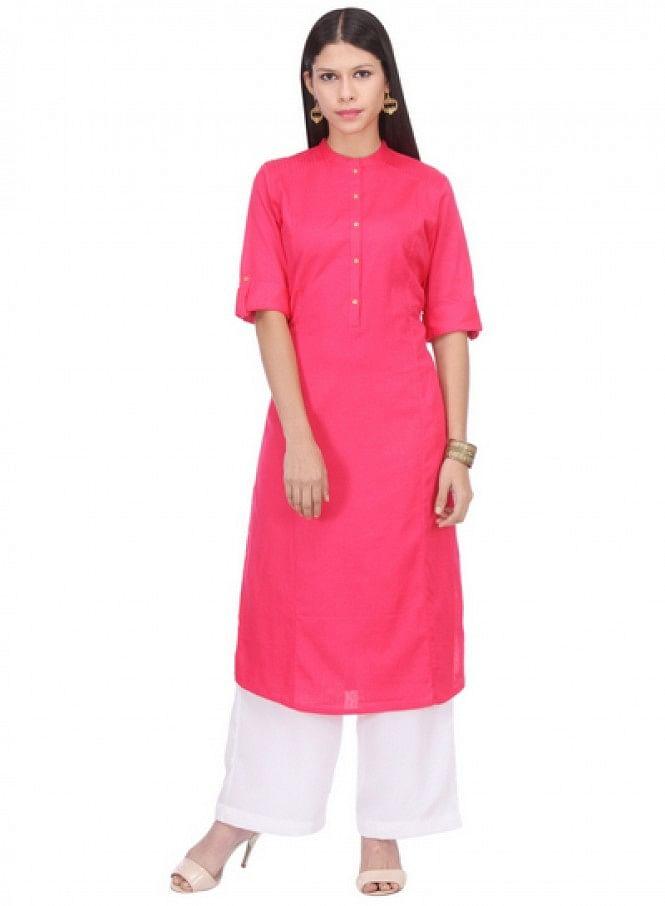 Pink 3/4 Sleeve kurta - wforwoman