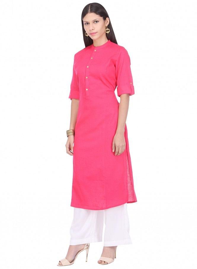 Pink 3/4 Sleeve kurta - wforwoman