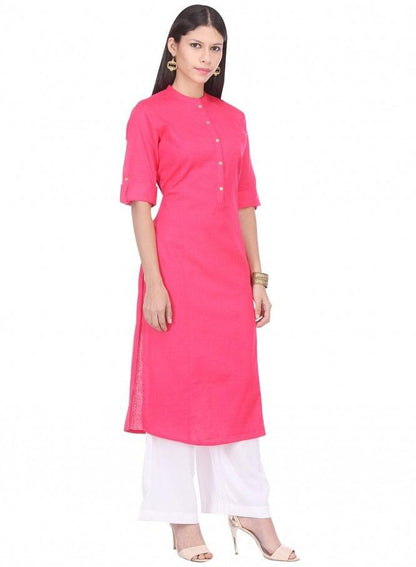 Pink 3/4 Sleeve kurta - wforwoman