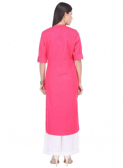 Pink 3/4 Sleeve kurta - wforwoman