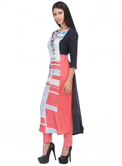 Multicoloured Printed 3/4 Sleeve kurta - wforwoman