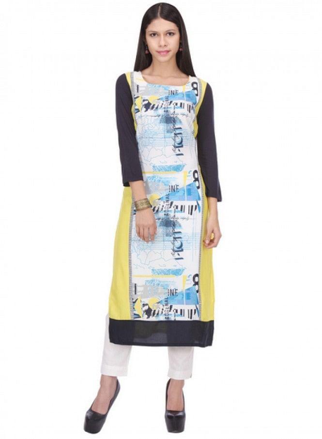 Multicoloured Printed 3/4 Sleeve kurta - wforwoman