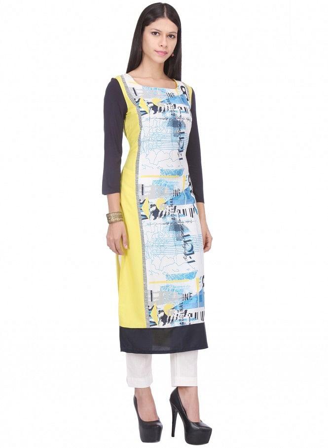 Multicoloured Printed 3/4 Sleeve kurta - wforwoman