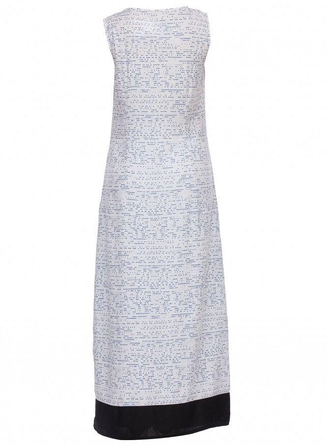 White Printed Sleeveless Dress - wforwoman