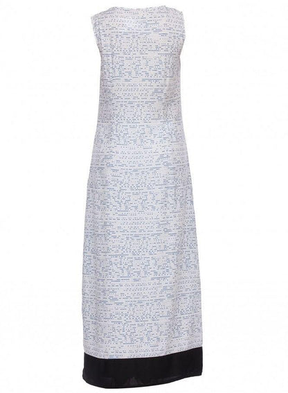 White Printed Sleeveless Dress - wforwoman