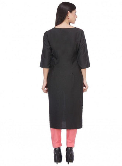 Black Printed 3/4 Sleeve kurta - wforwoman