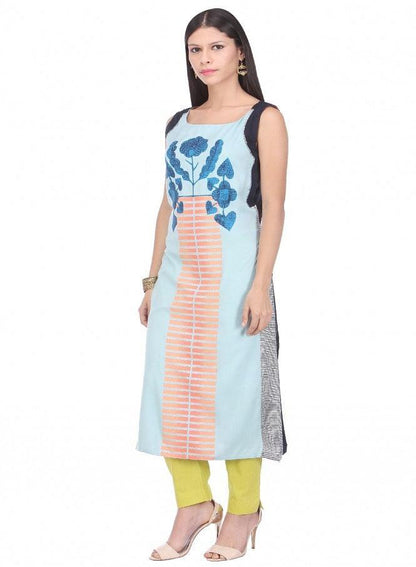 Multicoloured Printed Sleeveless kurta - wforwoman