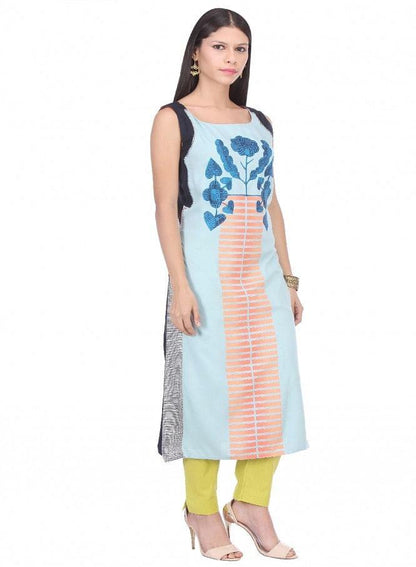 Multicoloured Printed Sleeveless kurta - wforwoman