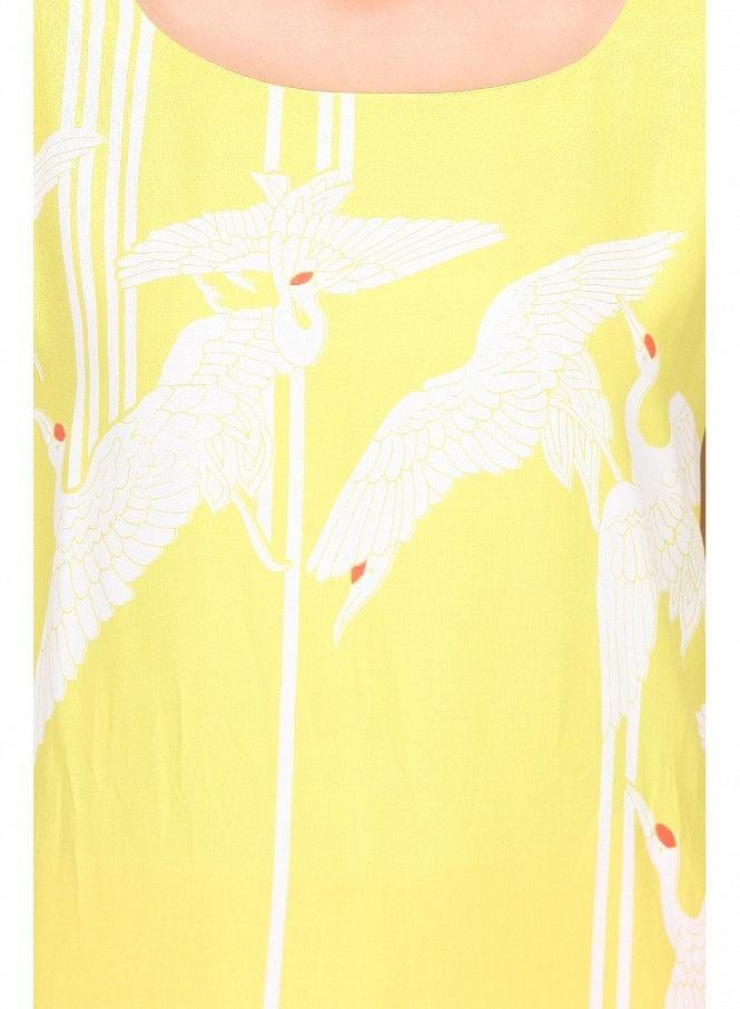 Yellow Printed Sleeveless kurta - wforwoman