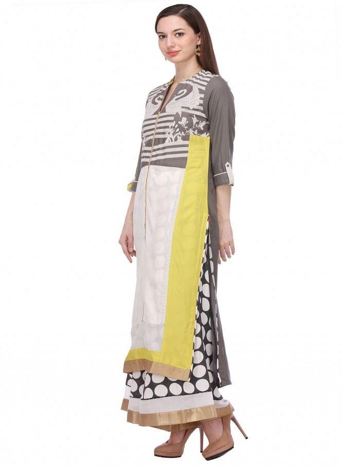 Multicoloured Printed 3/4 Sleeve kurta - wforwoman