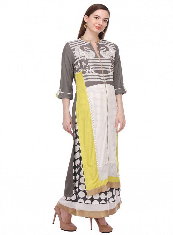 Multicoloured Printed 3/4 Sleeve kurta - wforwoman