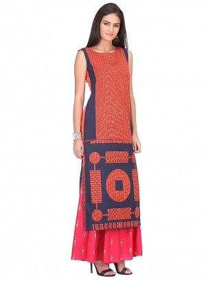 Multicoloured Printed Sleeveless kurta