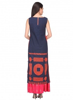 Multicoloured Printed Sleeveless kurta