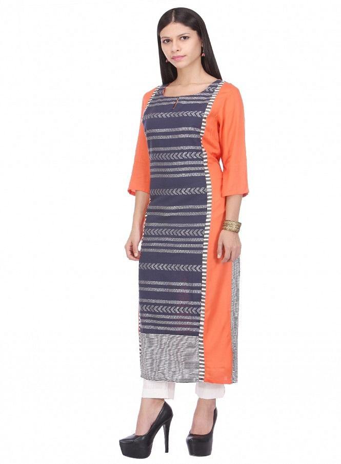 Multicoloured Printed 3/4 Sleeve kurta - wforwoman