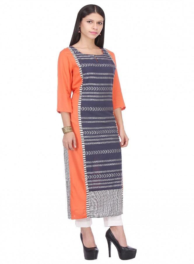 Multicoloured Printed 3/4 Sleeve kurta - wforwoman